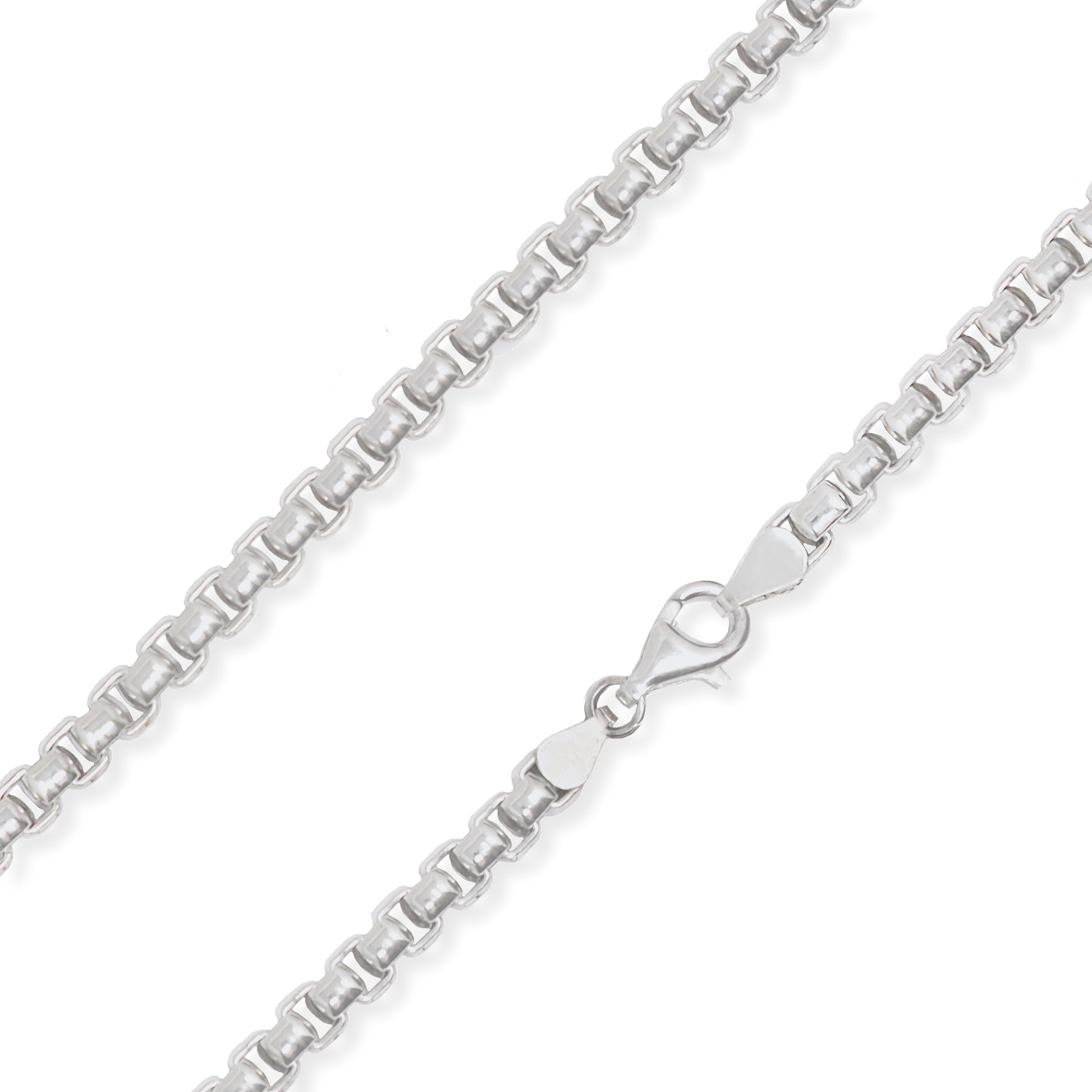 Sterling Silver Round Box Chain Bracelet, 5.4mm