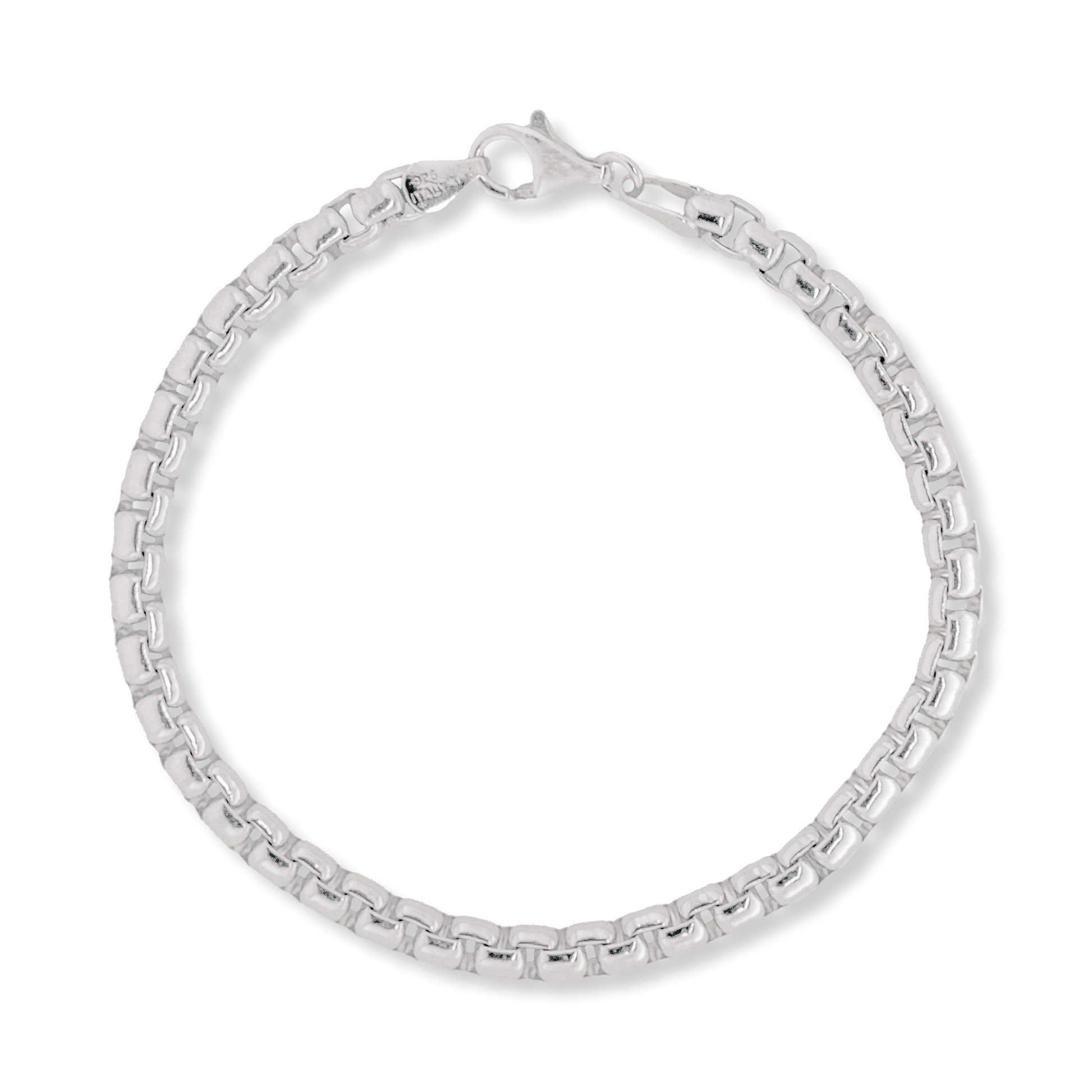 Sterling Silver Round Box Chain Bracelet, 5.4mm
