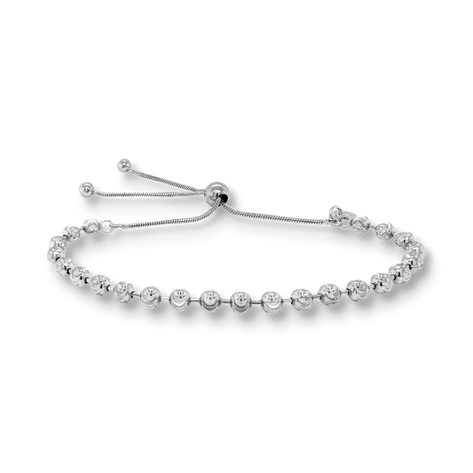 Franco Stellari Diamond-Cut Moon Beads Bolo Bracelet