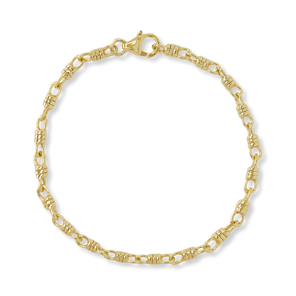 Stellari Gold Textured Barrel Links Bracelet