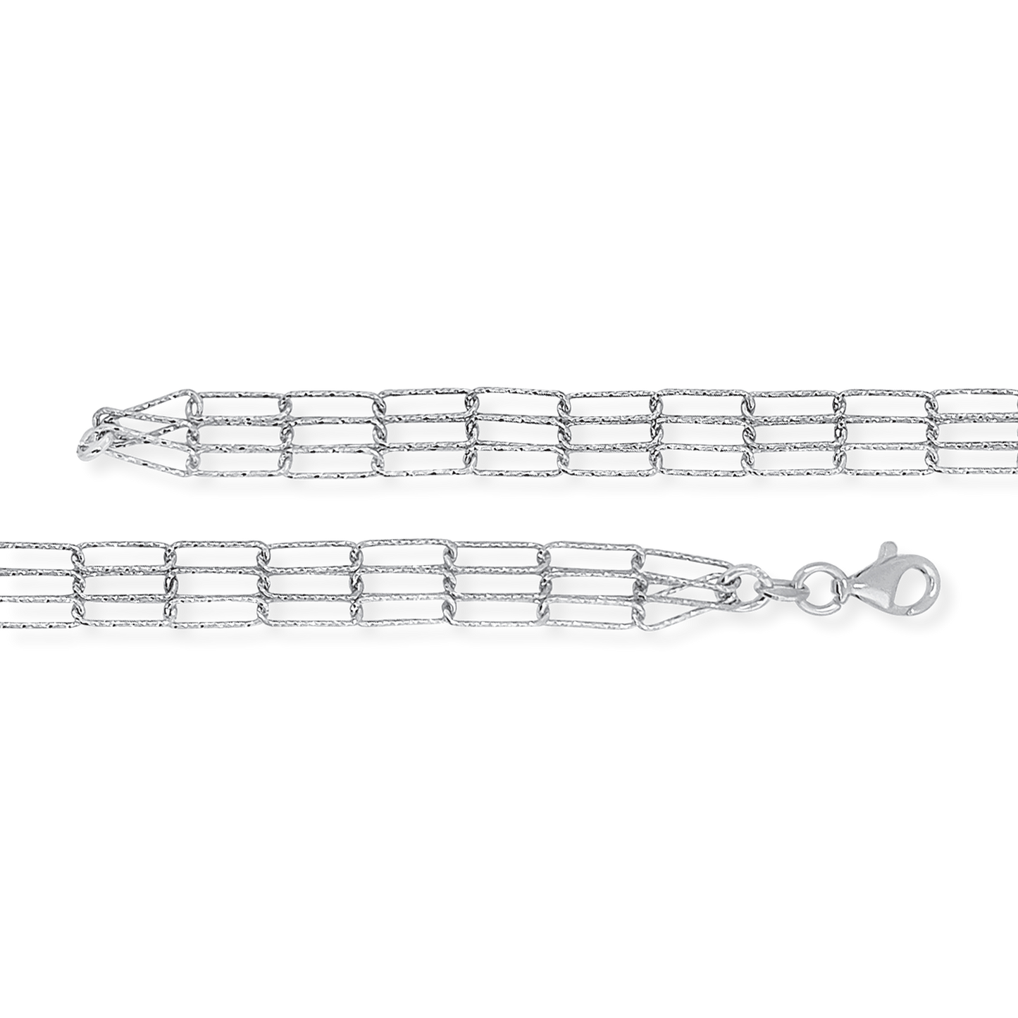 Franco Stellari Triple Row Diamond-Cut Paperclip Links Bracelet