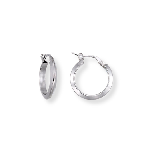 Franco Stellari Italian Sterling Silver Beveled 19mm Hoop Earrings