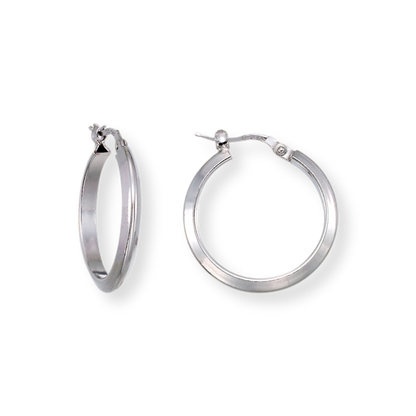 Franco Stellari Italian Sterling Silver Beveled 24mm Hoop Earrings