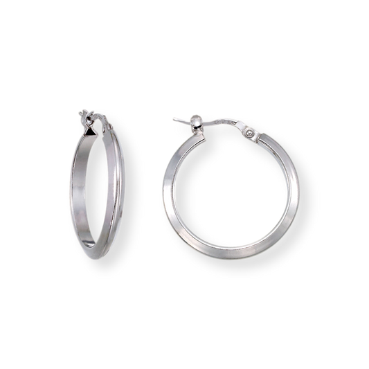 Franco Stellari Italian Sterling Silver Beveled 24mm Hoop Earrings