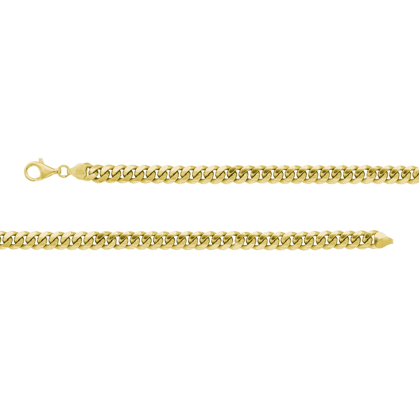 Franco Stellari Italian Sterling Silver Yellow Gold 4mm Cuban Link Chain