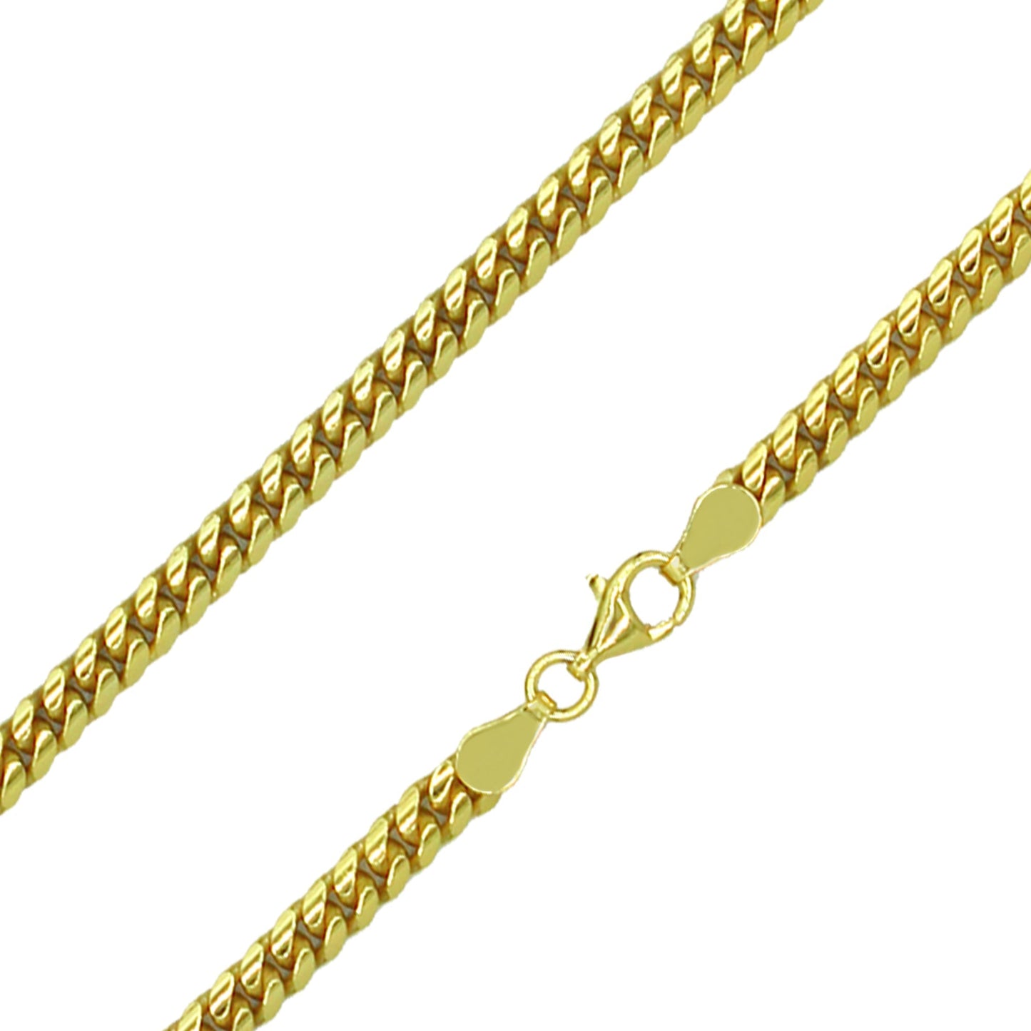 Franco Stellari Italian Sterling Silver Yellow Gold 4mm Cuban Link Chain