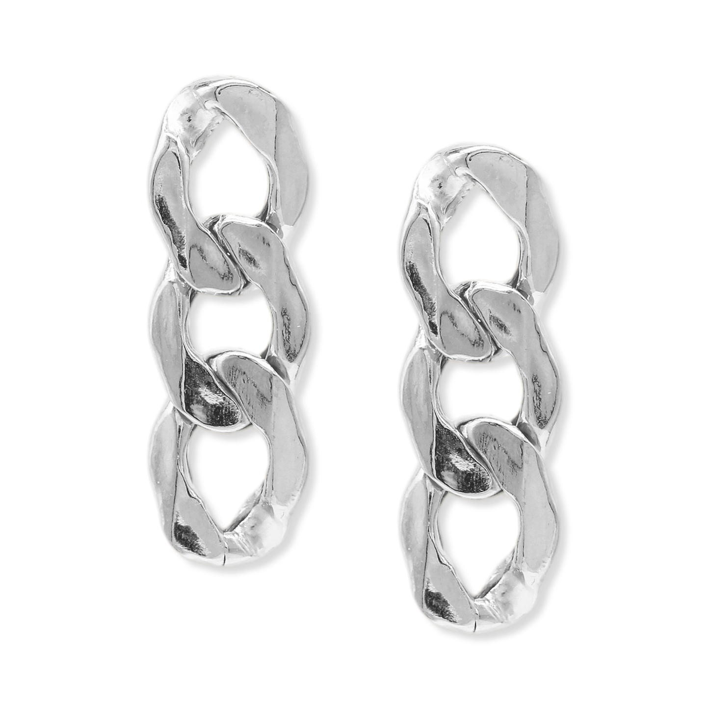Franco Stellari Italian Sterling Silver Curb Link Post Earrings