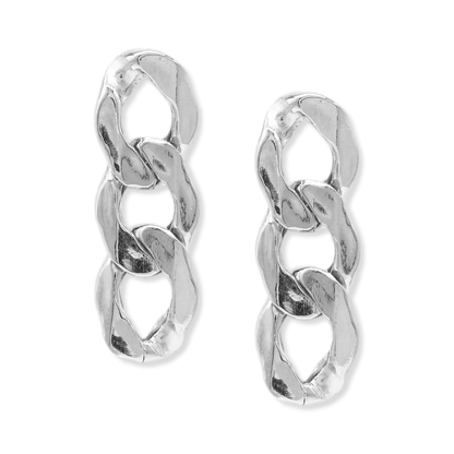 Franco Stellari Italian Sterling Silver Curb Link Post Earrings
