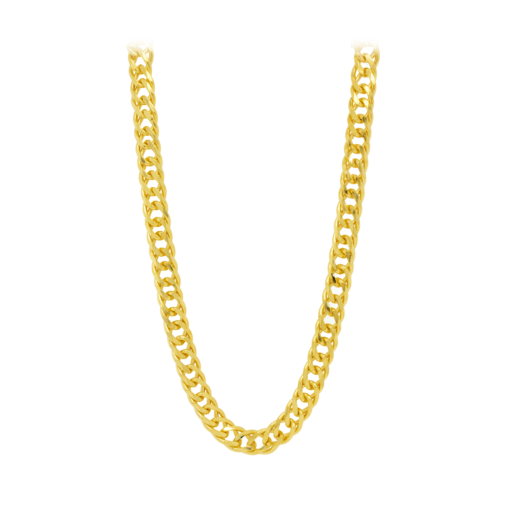 Franco Stellari Italian Sterling Silver Yellow Gold 7mm Double Link Necklace