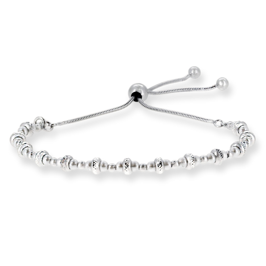 Pearls & Diamond-Cut Beads Bolo Bracelet