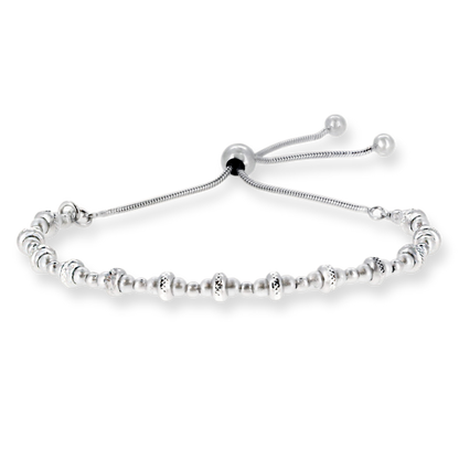 Pearls & Diamond-Cut Beads Bolo Bracelet