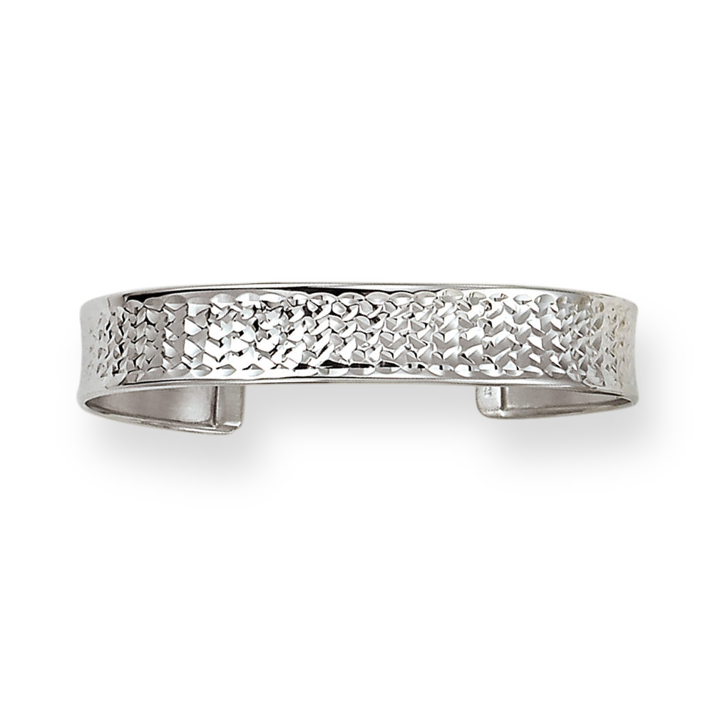 Franco Stellari Italian Sterling Silver 12mm Diamond Cut Cuff Bangle Bracelet