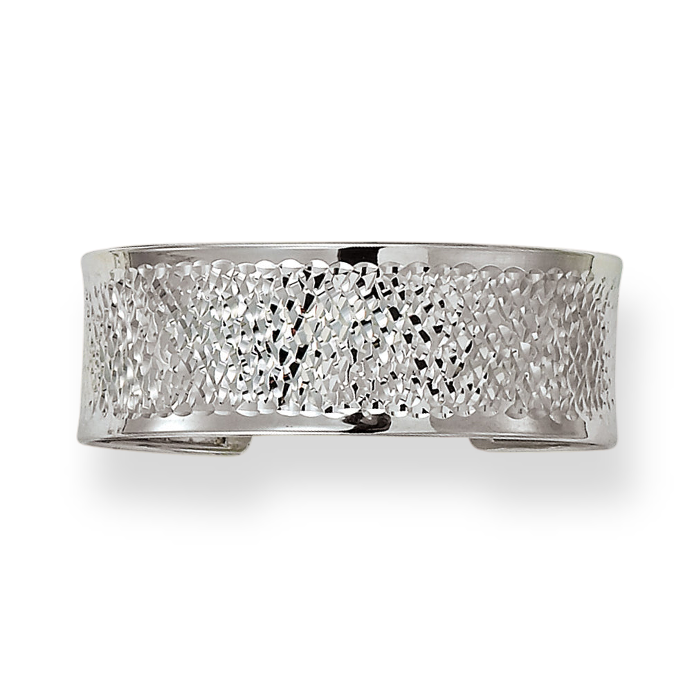 Franco Stellari Italian Sterling Silver 22mm Diamond Cut Cuff Bangle Bracelet