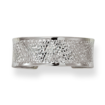 Franco Stellari Italian Sterling Silver 22mm Diamond Cut Cuff Bangle Bracelet