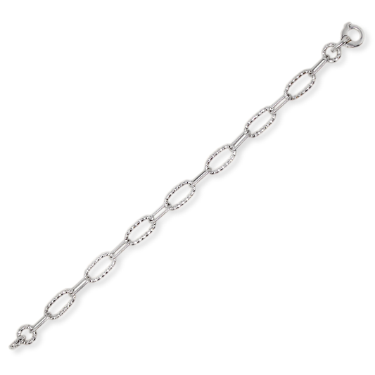 Franco Stellari Italian Sterling Silver Paperclip Open Link Bracelet