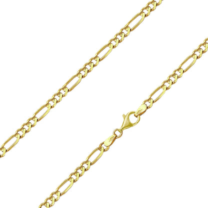 Franco Stellari Italian Sterling Silver Yellow Gold 3.2mm Figaro Link Chain