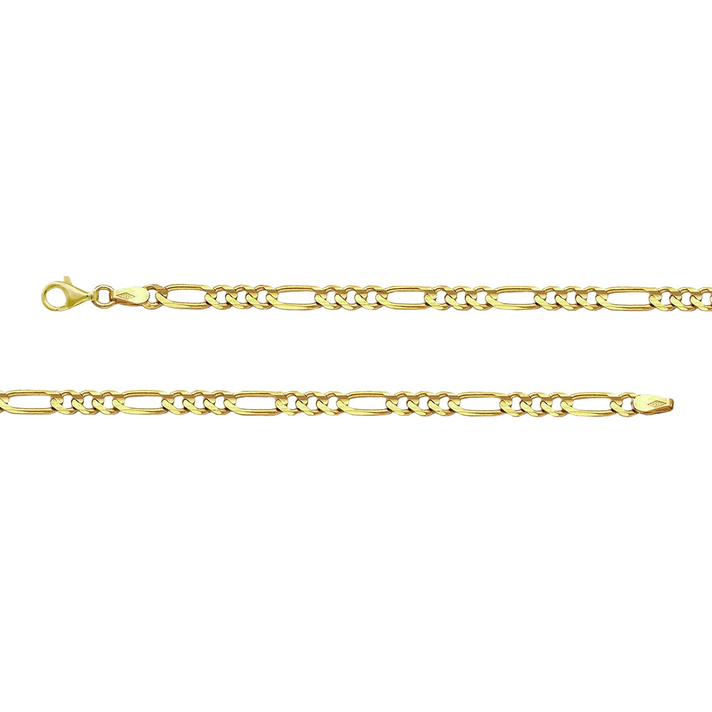 Franco Stellari Italian Sterling Silver Yellow Gold 4.0mm Figaro Link Chain