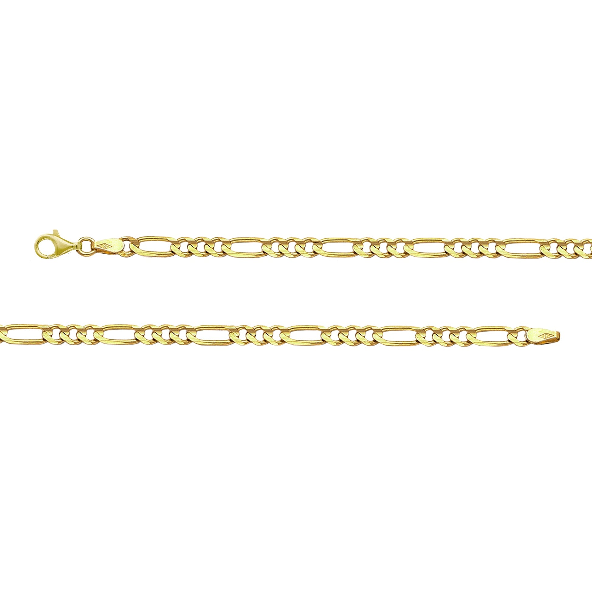 Franco Stellari Italian Sterling Silver Yellow Gold 4.0mm Figaro Link Chain