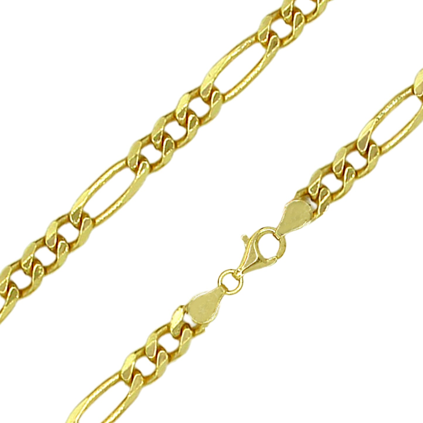 Franco Stellari Italian Sterling Silver Yellow Gold 7mm Figaro Link Chain