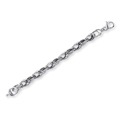 Franco Stellari Italian Sterling Silver Faceted Chunky Rope Bracelet, 7.5"