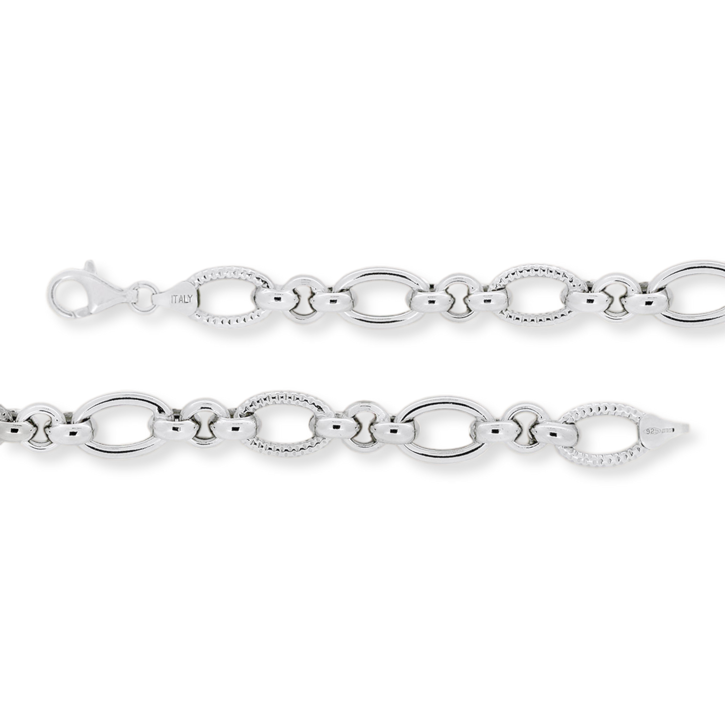 Franco Stellari Italian Sterling Silver Fancy Textured Link Bracelet, 8"