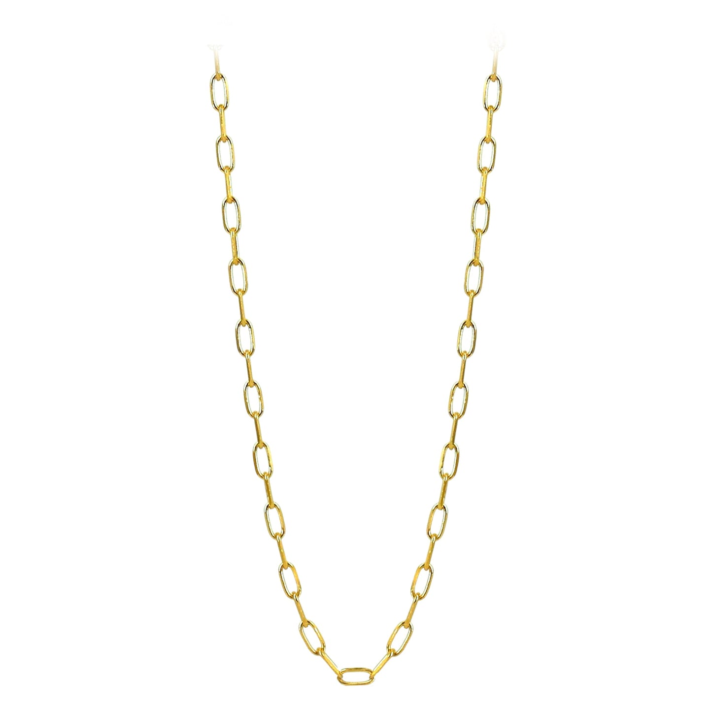 Franco Stellari Italian Sterling Silver Yellow Gold 4mm Paperclip Link Chain
