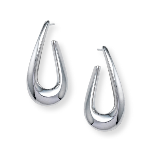 Franco Stellari Italian Sterling Silver Polished  "J" Post Earrings