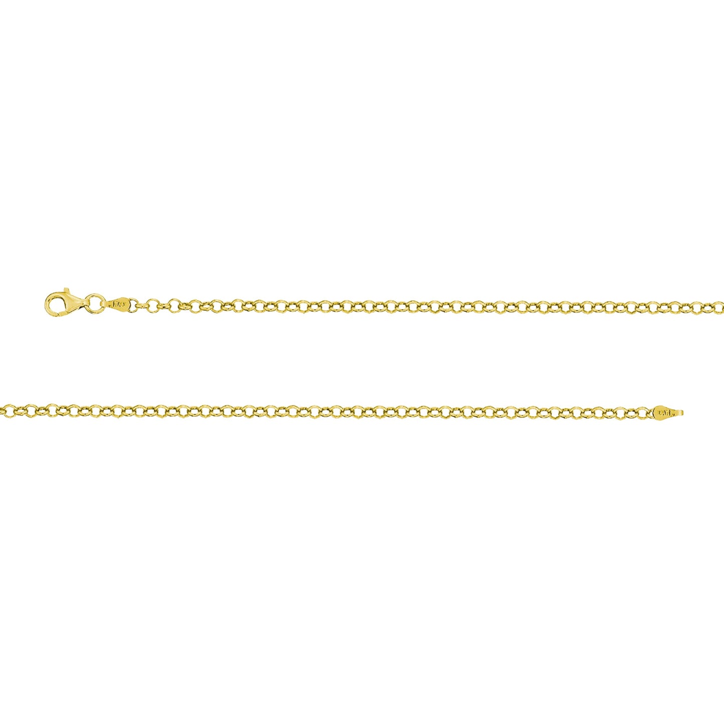 Franco Stellari Italian Sterling Silver Yellow Gold 3.0mm Rollo Link Chain