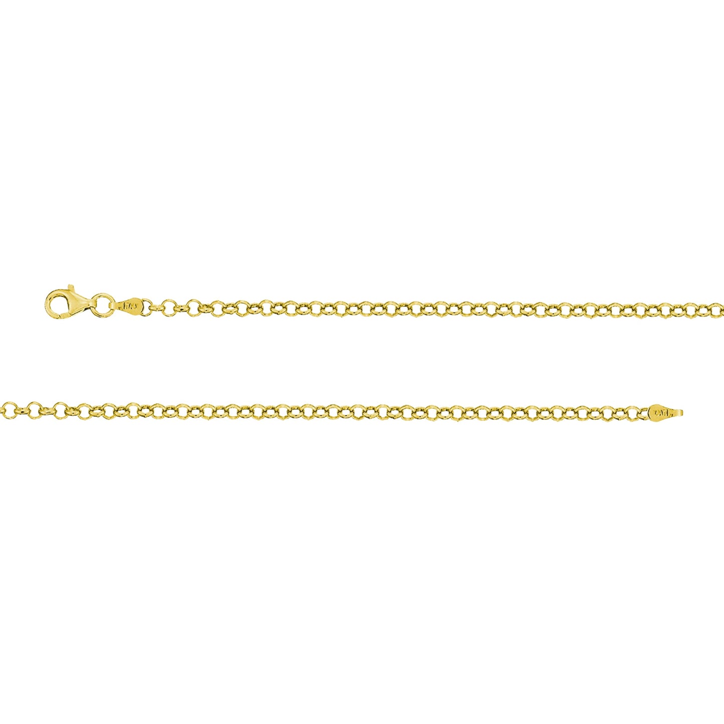 Franco Stellari Italian Sterling Silver Yellow Gold 4.2mm Rollo Link Chain