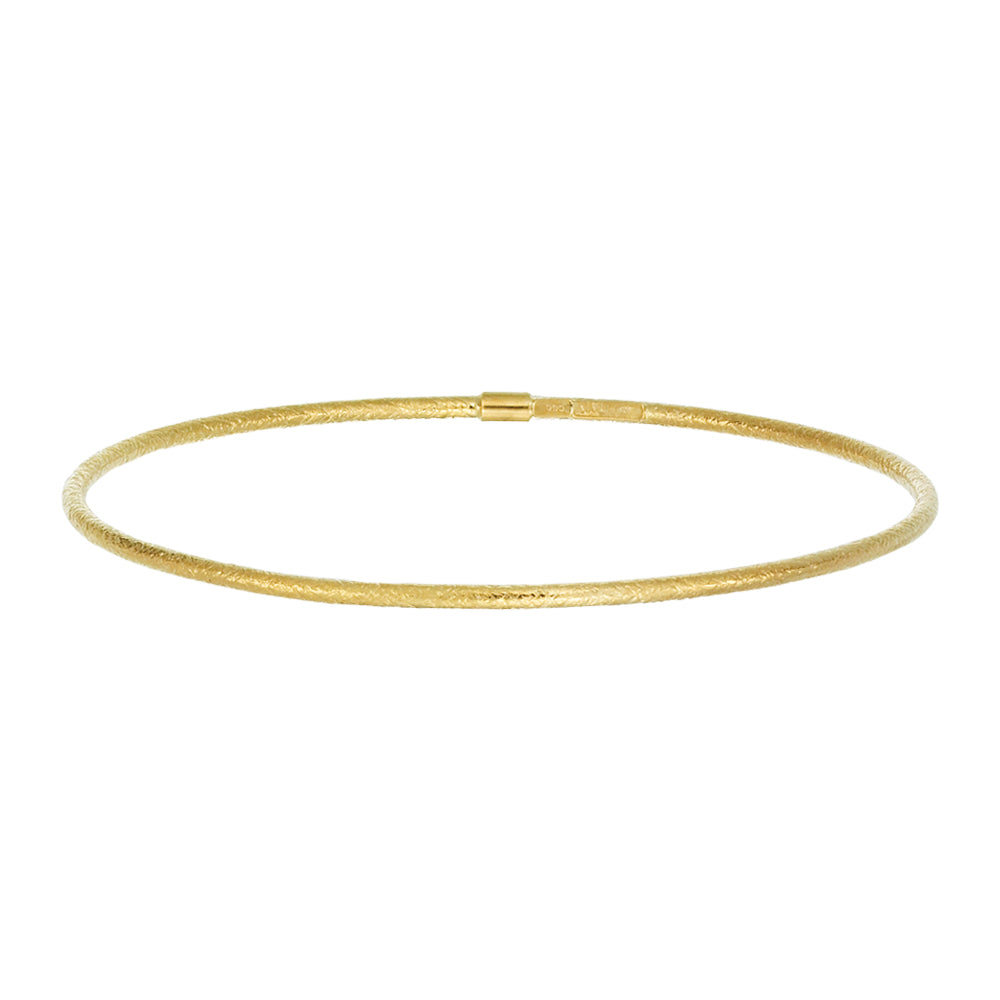 Franco Stellari Italian Sterling Silver Frosted Yellow Gold Plated Stackable Bangle Bracelet