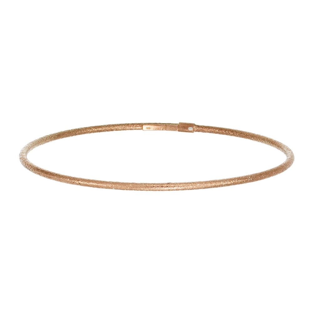 Franco Stellari Italian Sterling Silver Frosted Rose Gold Plated Stackable Bangle Bracelet