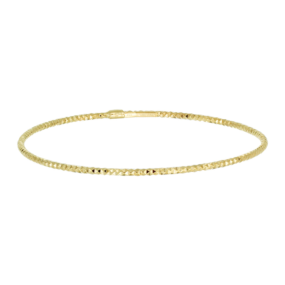 Franco Stellari Italian Sterling Silver Diamond Cut Yellow Gold Plated Stackable Bangle Bracelet