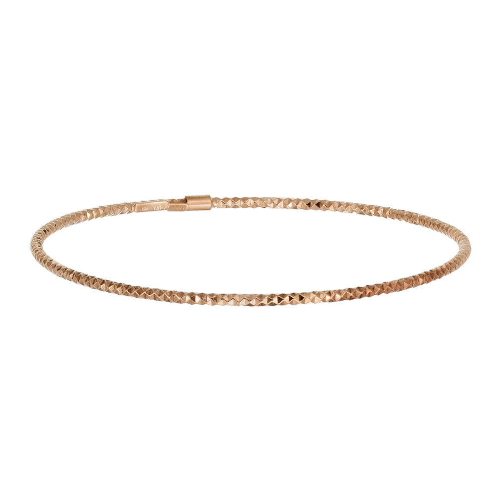 Franco Stellari Italian Sterling Silver Diamond Cut Rose Gold Plated Stackable Bangle Bracelet