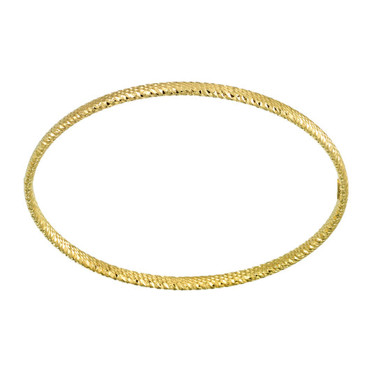 Franco Stellari Italian Sterling Silver Diamond Cut Yellow Gold Plated Wide Stackable Bangle Bracelet