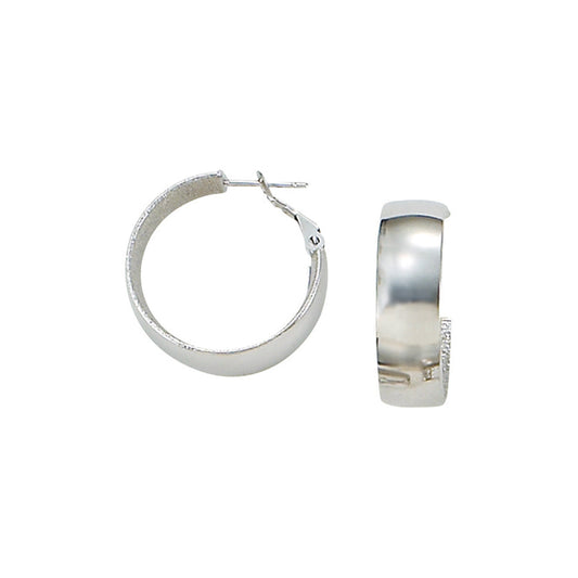Franco Stellari Italian Sterling Silver Small Wide Hoop Earrings w/Omega Clip