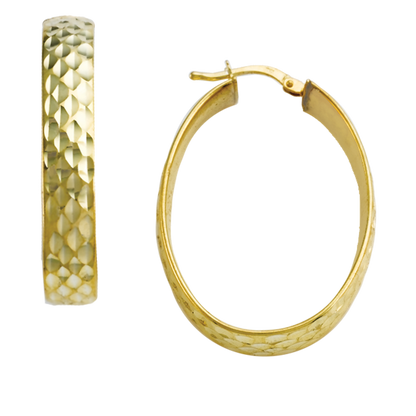 Stellari Gold Diamond-Cut Wide Oval Hoops