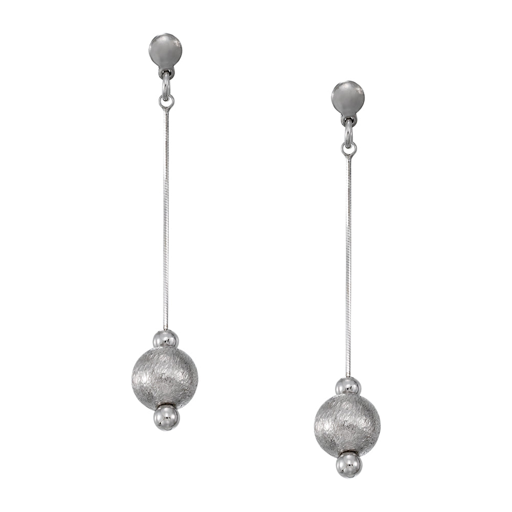 Franco Stellari Italian Sterling Silver Brushed Bead Drop Earrings