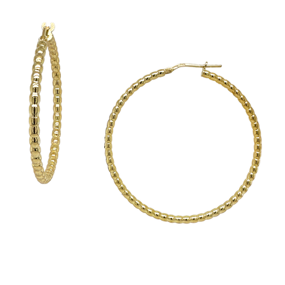 Stellari Gold Beaded Tube Hoop Earrings, 45mm