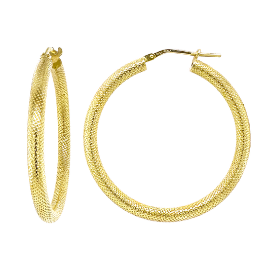 Stellari Gold 35mm Woven Texture Hoop Earrings