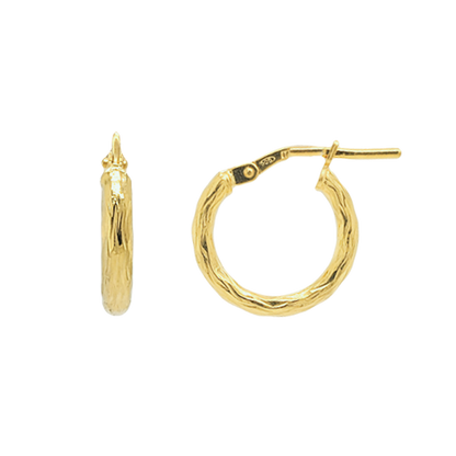 Stellari Gold 15mm Wave Texture Hoop Earrings
