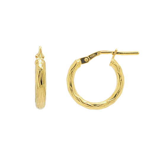 Stellari Gold 15mm Wave Texture Hoop Earrings