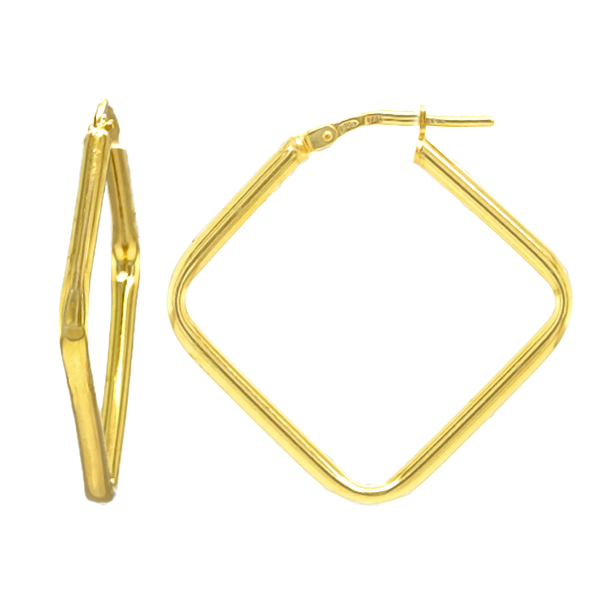 Stellari Gold 30mm Diamond-Shape Hoops