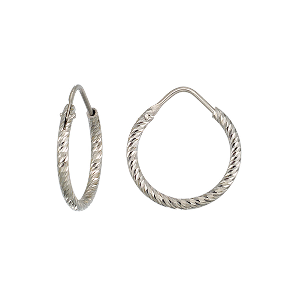Franco Stellari Italian Sterling Silver Diamond Cut 25mm Endless Hoop Earrings