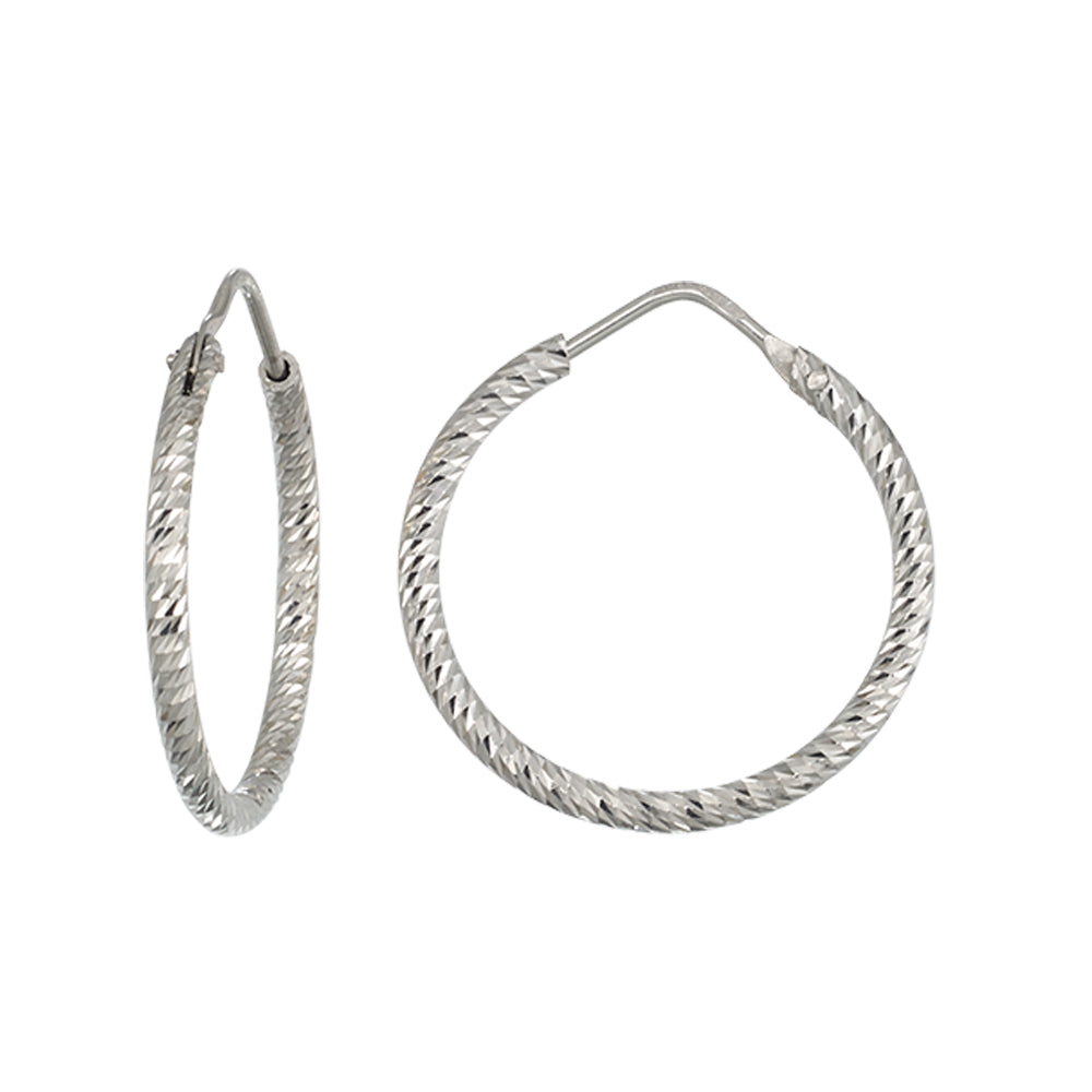 Franco Stellari Italian Sterling Silver Diamond Cut 30mm Endless Hoop Earrings