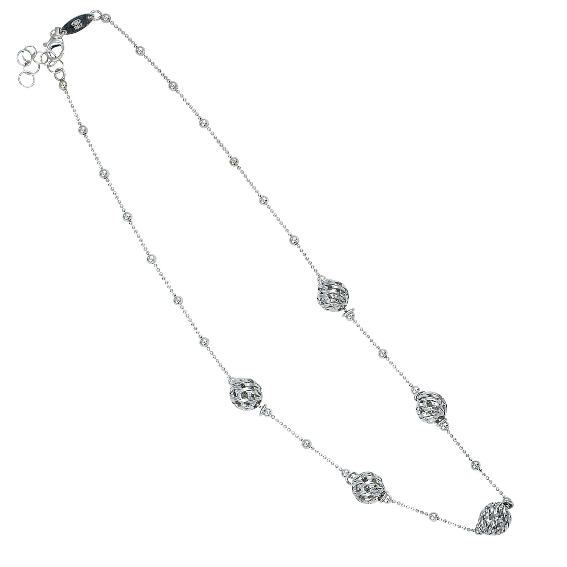 Franco Stellari Italian Sterling Silver Bead Stations Necklace
