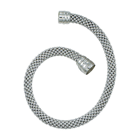 Franco Stellari Italian Sterling Silver 6mm Popcorn Bracelet w/Magnetic Clasp, 7.5"