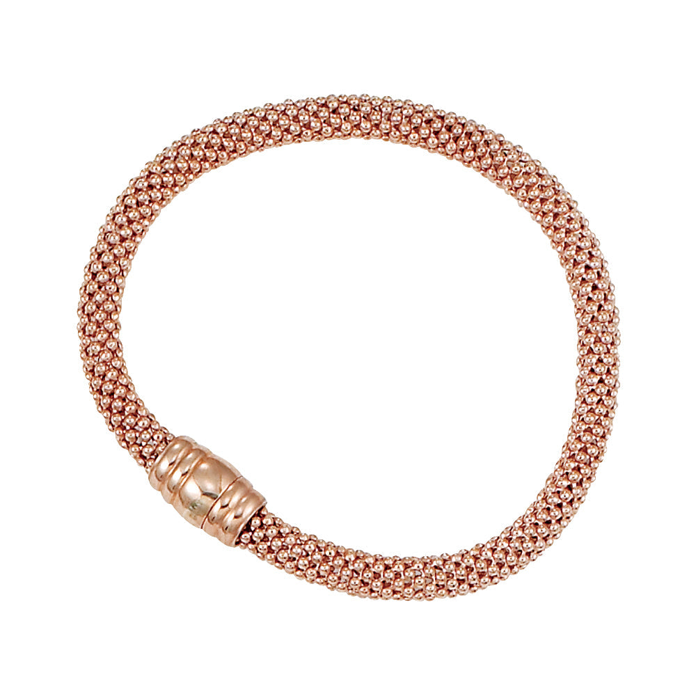 Franco Stellari Italian Sterling Silver Rose Gold 6mm Popcorn Bracelet w/Magnetic Clasp, 7.5"