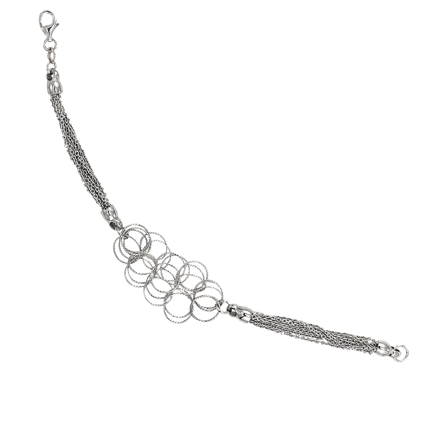 Franco Stellari Italian Sterling Silver Circle Links Multistrand Bracelet, 7.5"