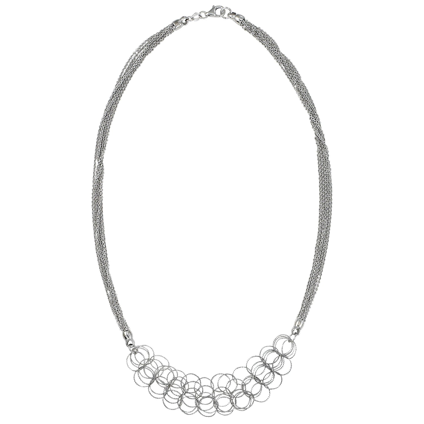 Franco Stellari Italian Sterling Silver Circle Links Multistrand Necklace, 20"