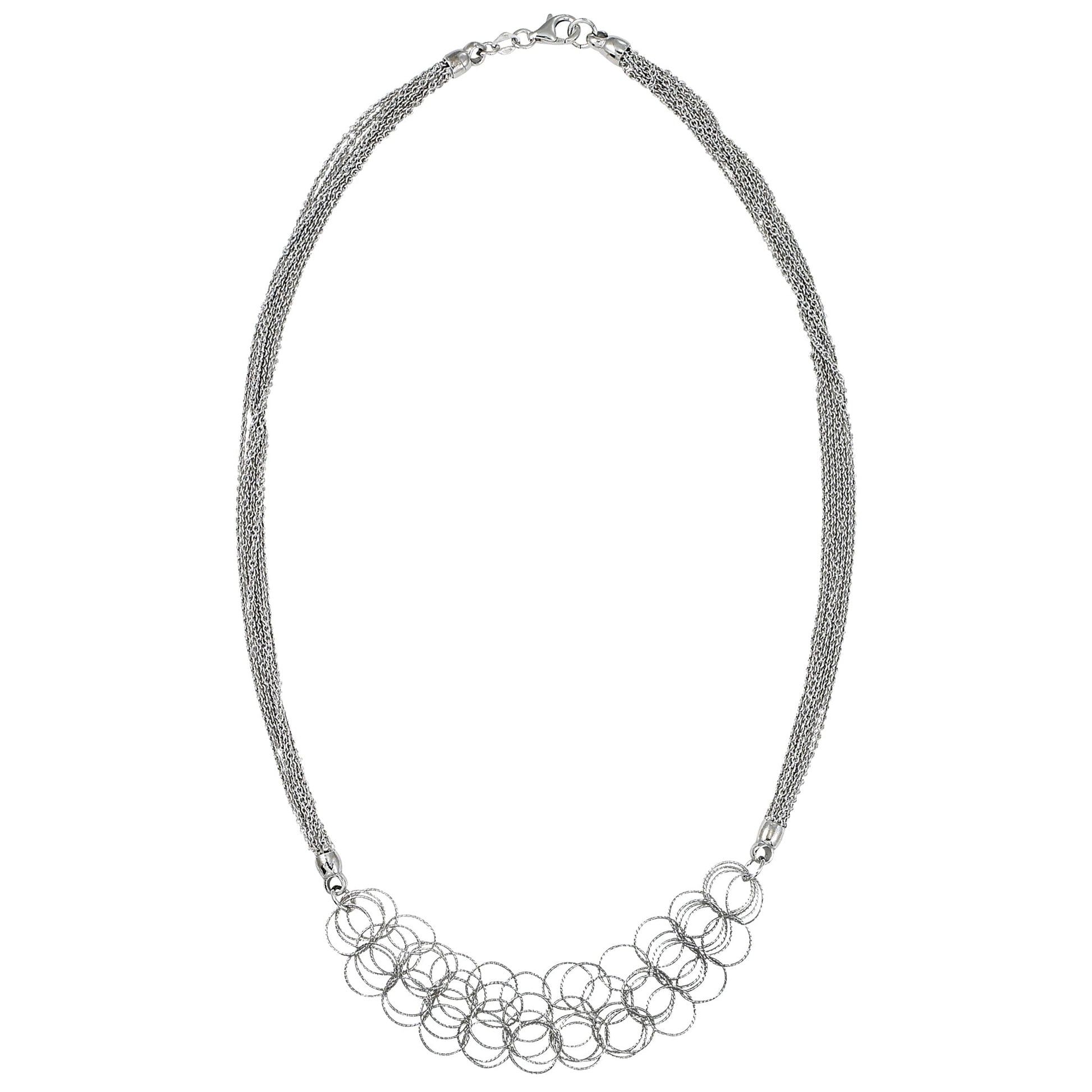 Franco Stellari Italian Sterling Silver Circle Links Multistrand Necklace, 20"